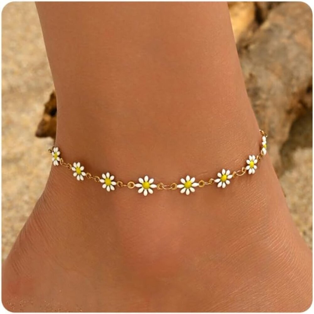 Dainty CZ Anklet Gold Plated Waterproof Foot Jewelry for Women